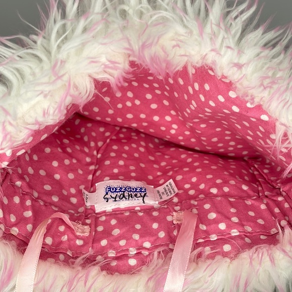 FuzzCuzz pink & white youth faux fur hat - Picture 3 of 5